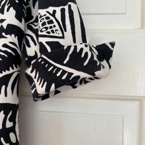 Tori Richard Honolulu Black White Hawaiian Floral Shirt Dress Size 4 Beach Vacay