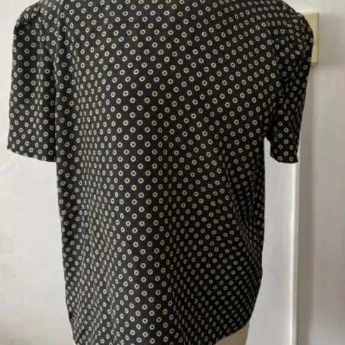 Vintage 80s Casual Corner navy gold geometric pattern 2 piece skirt suit 10