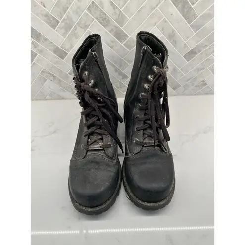 Harley Davidson Leather High Boots Steel Toe Work Motorcycle Biking Womens 9 Black