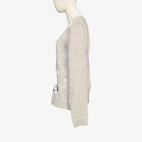 Karen Scott Plus PXL Polar Bear Christmas Sweater Glitter Santa Hat Gray