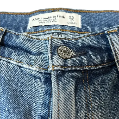 Abercrombie & Fitch Womens 90s Straight Ulta High Rise Jeans 26/2 Short