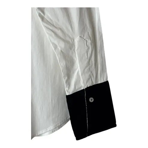 Tizzie Shirt Women Large White Long Sleeve Button Down Velvet Cuffs NWT Preppy