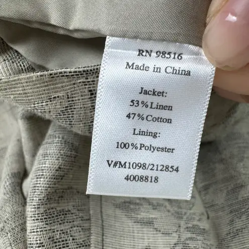 Coldwater Creek Floral Tapestry Linen Cotton Blazer Size 12 Jacket Boho Neutral