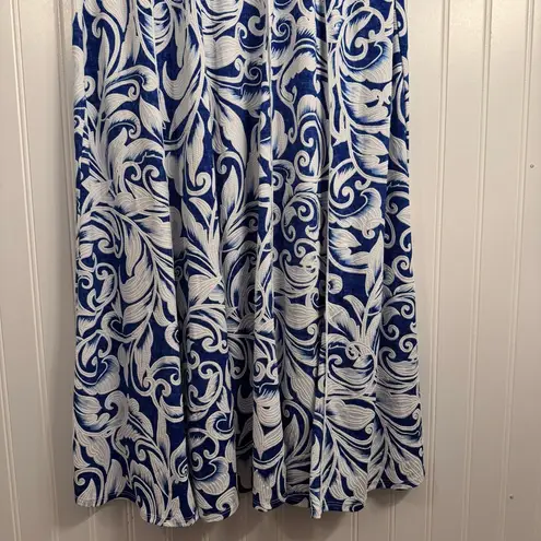 Perceptions A-Line Sleeveless Formal Women’s White & Blue Midi Dress Size Medium