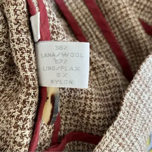 Marni Milano Linen Wool Blend Crop Blazer Jacket Brown Cream size 42 Large