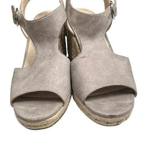 Life Stride Velocity Shoes Womens Size 9.5M Taupe Wedge Sandals Memory Foam Flex