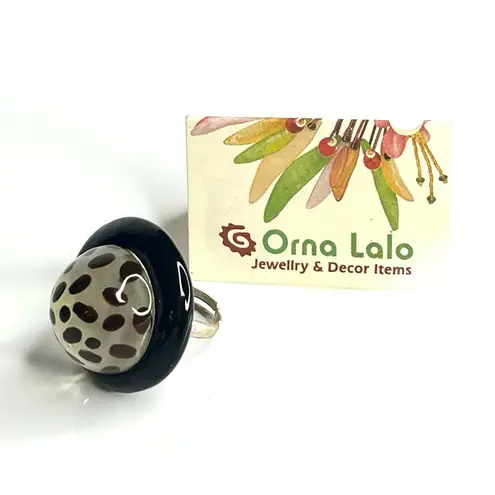 NEW Lalo Resin BUBBLE RING Polka Dot Animal Print 1.25" Round Adjustable Size