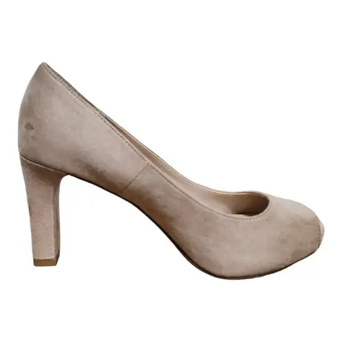 Kelly & Katie Blush Faux Suede Peep Toe Pumps Women’s Size 6