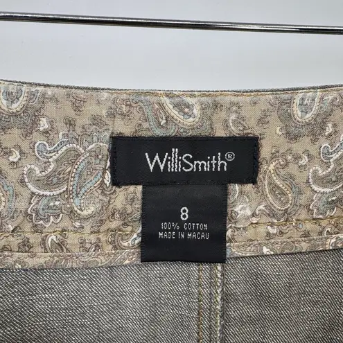 Willi Smith Vintage Y2K Skirt Womens 8 Blue Jean Pink Embroidered Hippie Boho
