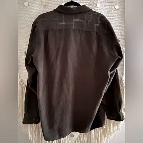 Claiborne Suede Shacket Top Size Large Brown