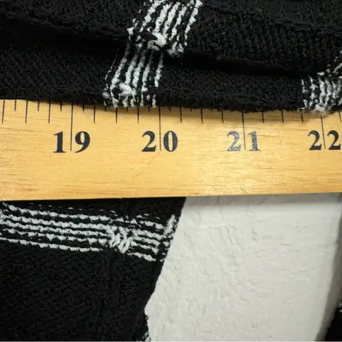 Ming Wang Black White Chunky Knit Sweater Womens M Fringe Preppy Pullover Mock