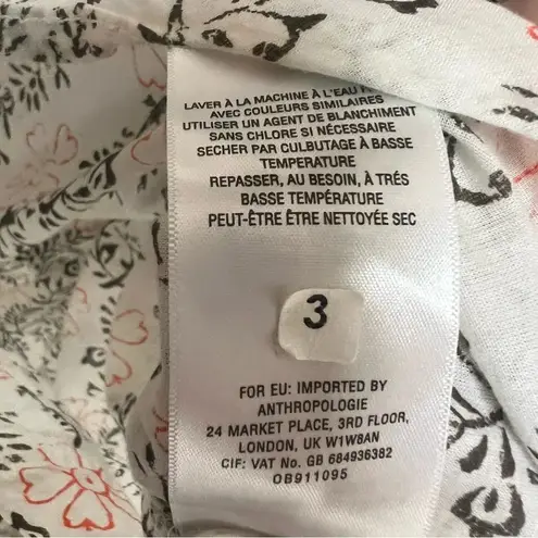 Anthropologie Enchanted Oversized Cotton Cream Floral Button Up Shirt size M/L