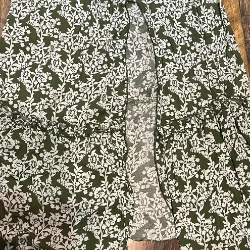 Simplee Apparel Simplee Green and White Tiered Maxi Strapless Dress with Slit, NWT, Size Large - Image 5