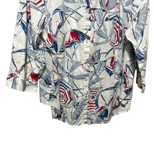 Allison Daley Women Plus Top 20W Abstract All Over Umbrella Print Preppy Coastal