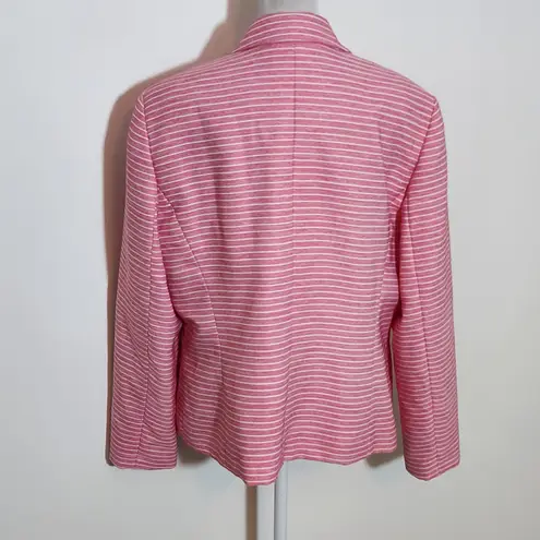 Le Suit Women's Pink Striped Blazer Size 14 Pink and White Blazer