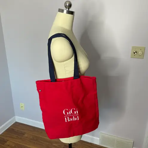 Tommy Hilfiger GiGi Hadid x  Red Tote Bag Shopper Tote - Canvas with Navy Straps