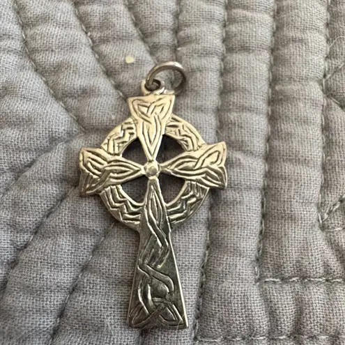Vintage Sterling Silver Celtic Cross Pendant 925 Irish Knotwork Pendant Unisex