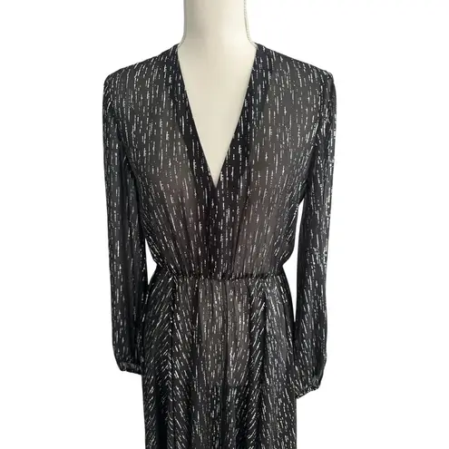 Maje Black Sheet Metallic Long Sleeve Black Maxi Dress Size 40 / US Large