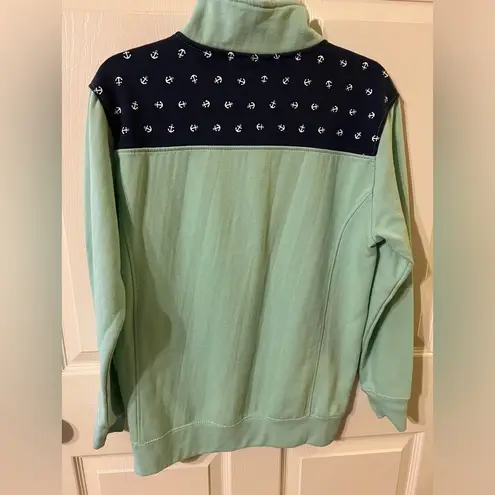 Royce  Nautical Quarter Zip Up Sweatshirt. Teal and Navy.