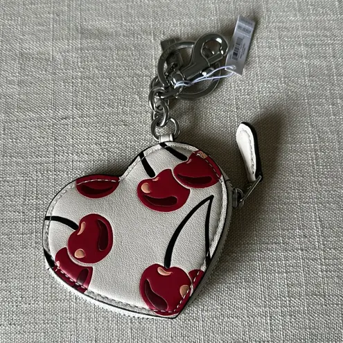 Coach  Heart Coin Pouch Bag Charm With Cherry Print New NWT - Image 5