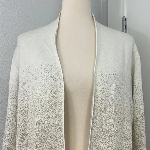 Croft & Barrow  Small White and Gold Metallic Ombré Cardigan Sweater