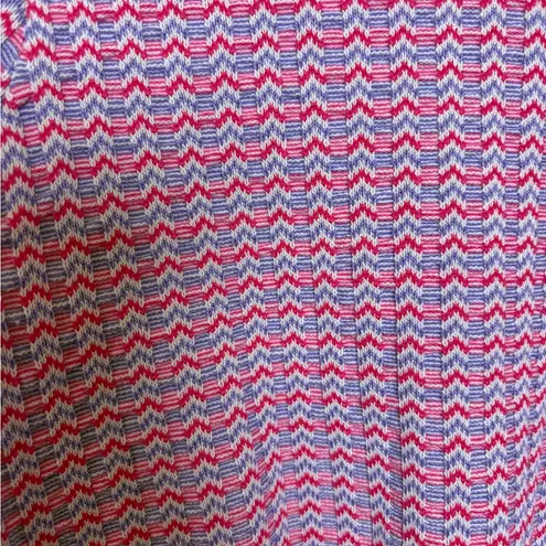 Knit Mix Pink Zigzag Knit Short Sleeve Sweater Retro Mod Preppy Top L Purple Size L