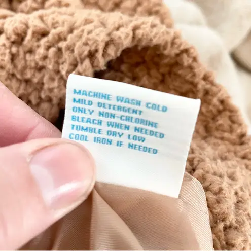 C&C California Womens L Teddy Jacket Tan Sherpa Teddy Coat Zip Pockets Cottage