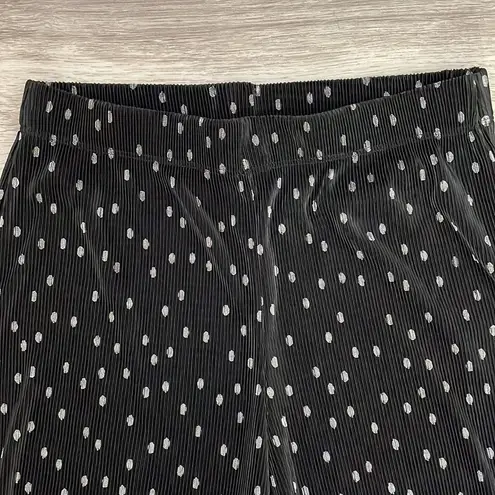 Topshop Black with Silver Polka Dot Stretchy Ribbed Elastic Waist Flared Leg S