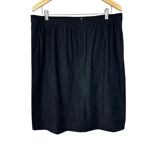 Vintage Women's Faux Suede Classic Pencil Work Skirt Black Size 20W Plus