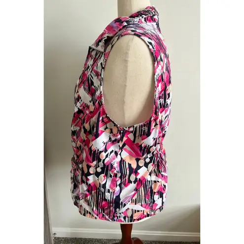 cj banks Women’s Colorful Geometric Print Zip Up Vest 1X