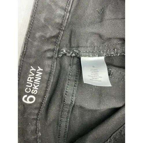 Bold Elements Womans Curvy Skinny Black Jeans 6 Lace Up Side Accent