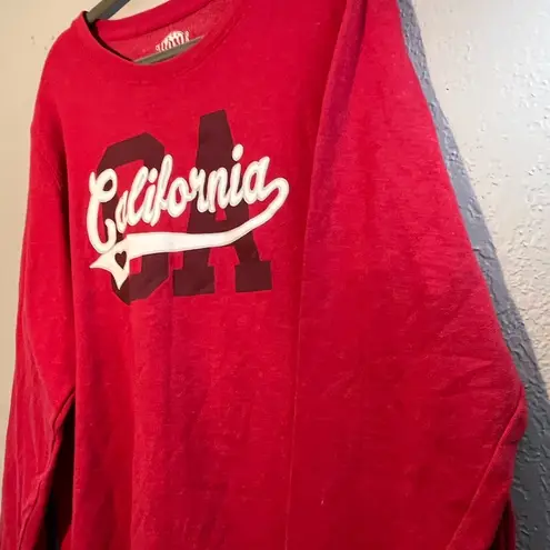Y2K Blissliving Home Red California Crew Neck Sweater Embroidered CA SZ XL 2000s