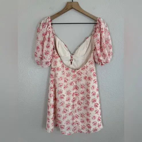 Revolve More To Come Sherrie Puff Sleeve Pink Floral Mini Dress size XS $78