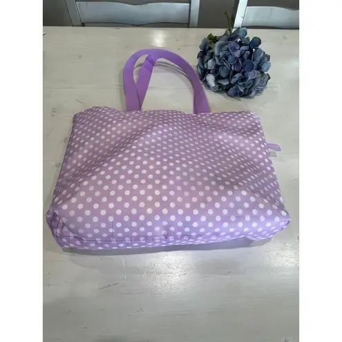 Estée Lauder Cute Lavender Polka Dot Tote Bag Large Casual Shopping Beach Bag