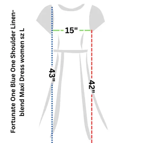 Fortunate One Blue One Shoulder Linen-blend Maxi Dress women sz L