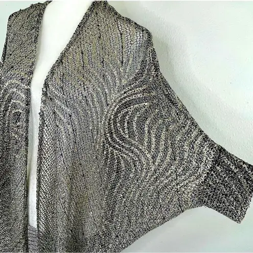 Frank Lyman Cover Up Cardigan US 10 Gold Silver Black Sheer Cocoon Disco Retro