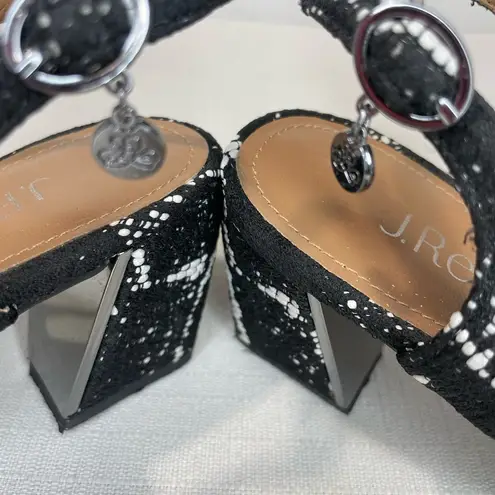 J Renee Samina Womens Sz 8.5 Black & White Plaid Sling Back Pumps