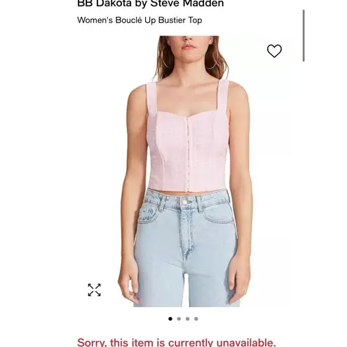 BB Dakota by Steve Madden NWT Bouclé Up Tweed Bustier Corset Crop Top Pink L Size L