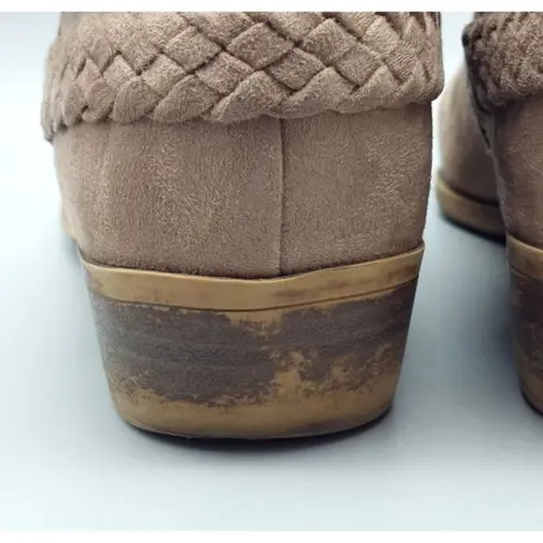 Life Stride Size 8.5M Side Zip Ankle Boots Block Heel Booties Brown Memory Foam