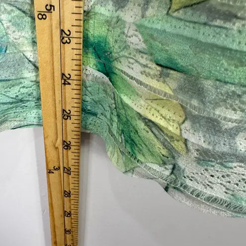 Alfred Dunner Top Womens XL Green Blue Floral Print Garden Party Cottage Fairy