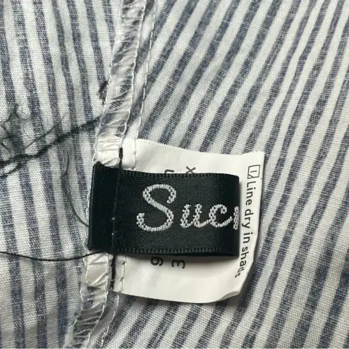 Sucrefas Navy White Striped 50s Style Collared Dress Small Rockabilly Pin