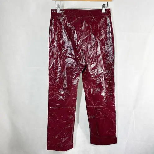 LNA Faux Leather Patent Crinkle Pants Size Large Wine