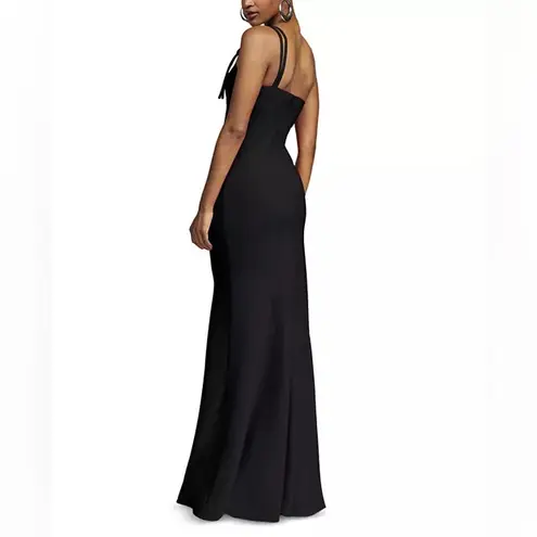 Halston Heritage HALSTON Women’s Sybil Crepe Sleeveless Asymmetrical Neck Gown Black 0