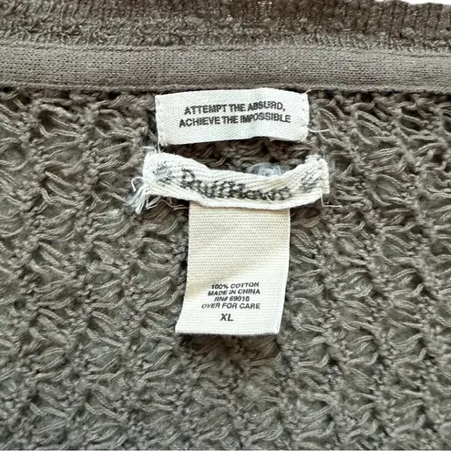 Ruff Hewn Vintage Y2K  Crochet Open Knit Boho Taupe Sweater Size XL