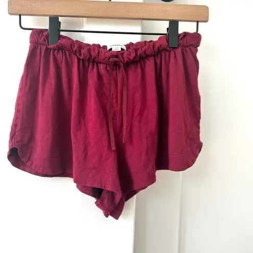 Cuyana Organic Pima Sleep Shorts Soft Cotton Blend Drawstring Burgundy XS Cherry