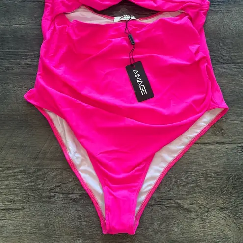 Al’MAGE XL One Piece Monokini Neon Hot Pink Swimsuit