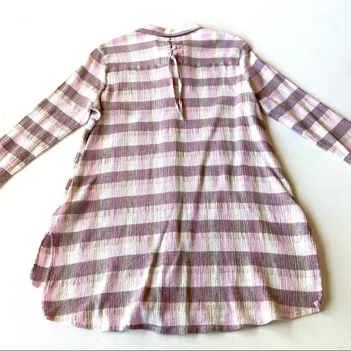 Soft Surroundings Gauze Button Down Checked Blouse