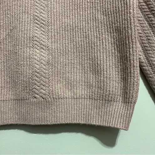 Tahari  Ribbed Cable Knit Crewneck Sweater Light Pink M