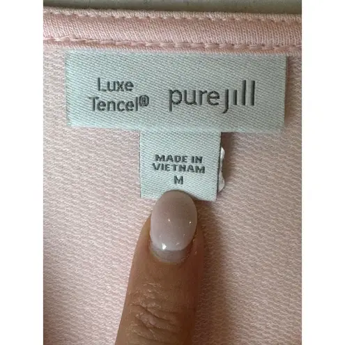 J Jill Pure Jill Shirt Women Medium Pink Luxe Tencel Asymmetric Hem Tunic Comfy