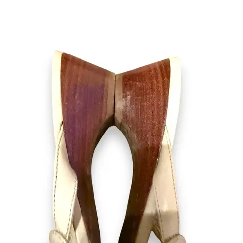 Naturalizer Beige Leather Open Toe Strappy Slip On Heel Sandals Sz 8